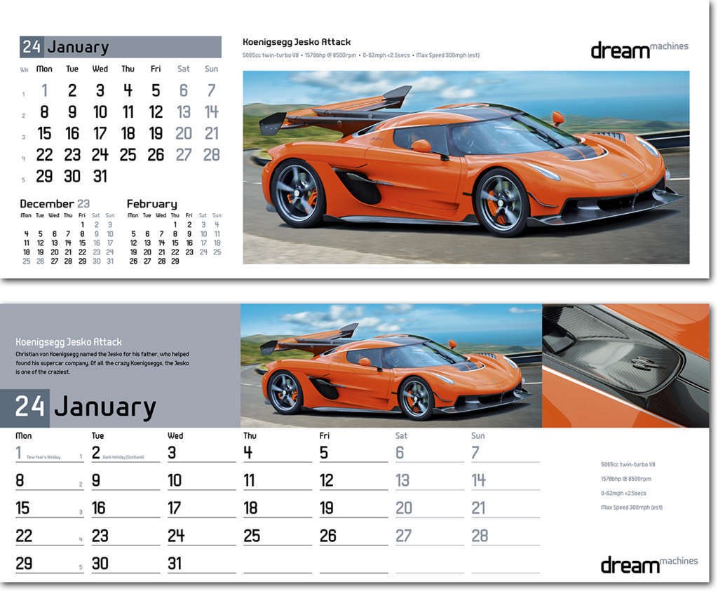 Dream Machines Desk Calendar